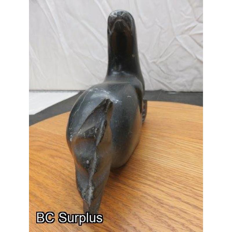 R-83: Inuit Soapstone Carving – Seal – Signed