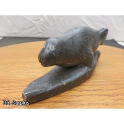 R-85: Inuit Soapstone Carving – Seal on Land – Signed