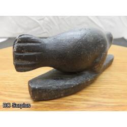 R-85: Inuit Soapstone Carving – Seal on Land – Signed