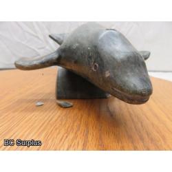 R-86: Inuit Soapstone Carving – Beluga Whale – Signed