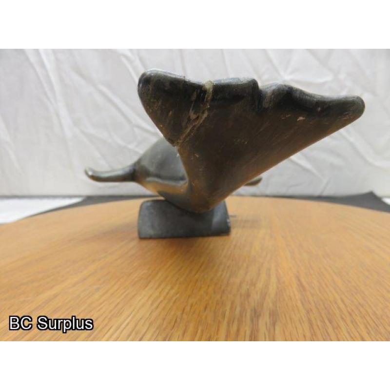 R-86: Inuit Soapstone Carving – Beluga Whale – Signed