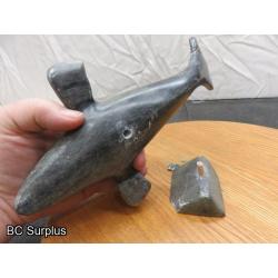 R-86: Inuit Soapstone Carving – Beluga Whale – Signed