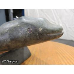 R-86: Inuit Soapstone Carving – Beluga Whale – Signed