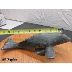 R-86: Inuit Soapstone Carving – Beluga Whale – Signed