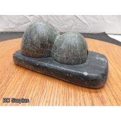 R-87: Inuit Soapstone Carving – Igloo – Signed