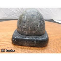 R-87: Inuit Soapstone Carving – Igloo – Signed