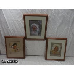 R-130: Native Children Paintings – Signed & Dated – 3 Items