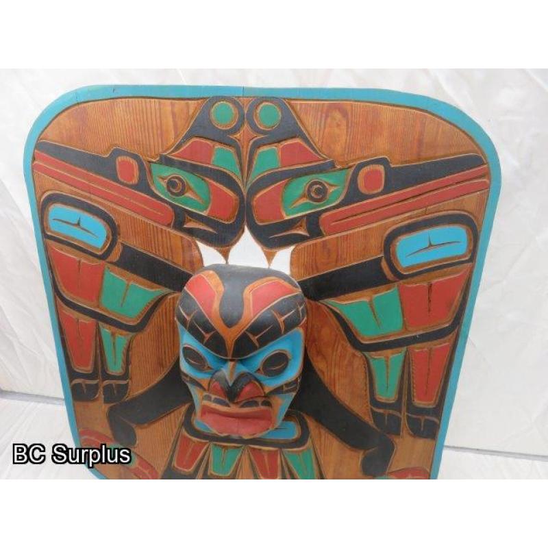 R-113: Cedar Wall Plaque with Mask – Large