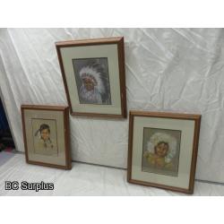 R-130: Native Children Paintings – Signed & Dated – 3 Items