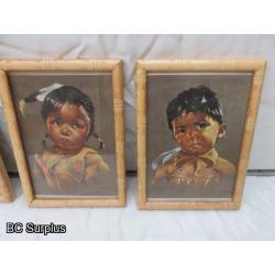 R-132: Native Children Lithographs – Signed – 6 Items