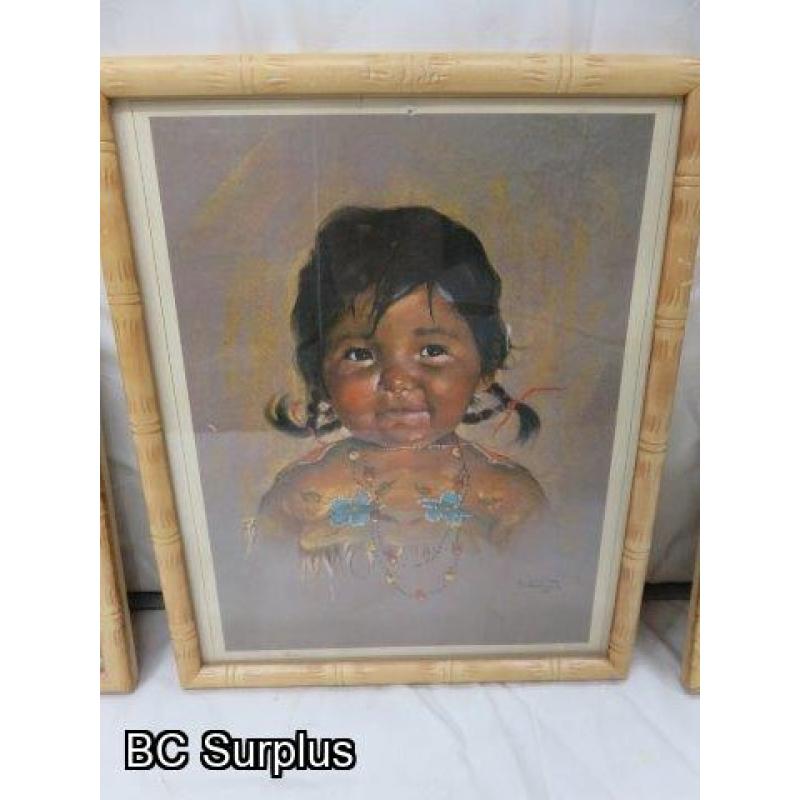 R-132: Native Children Lithographs – Signed – 6 Items