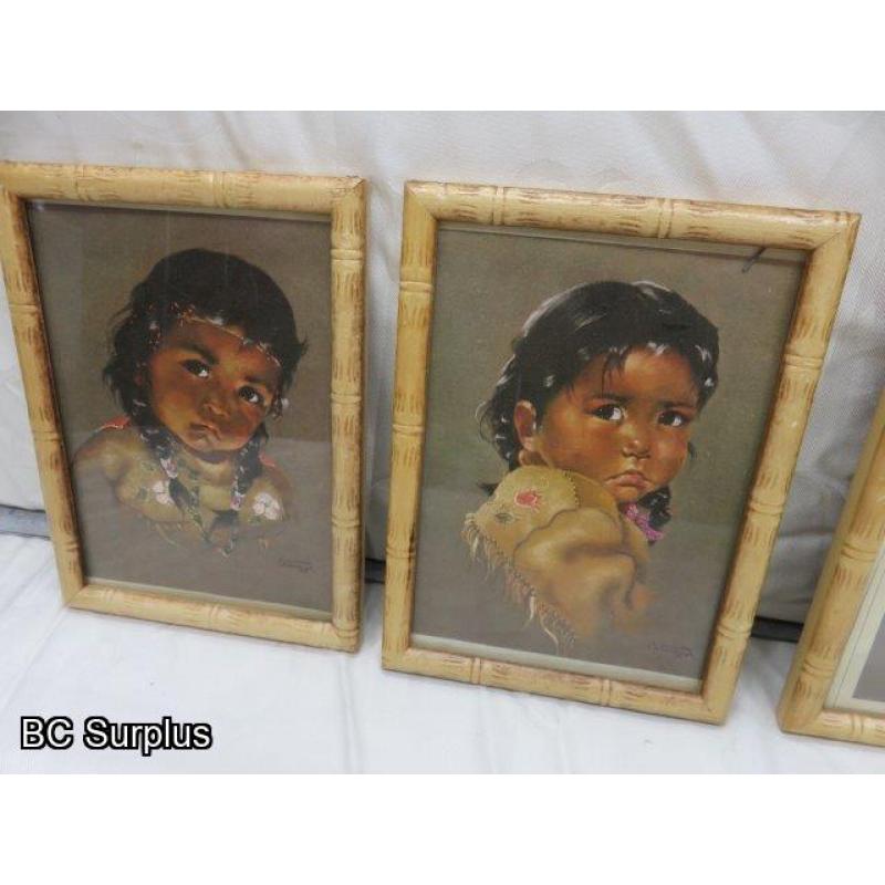 R-132: Native Children Lithographs – Signed – 6 Items