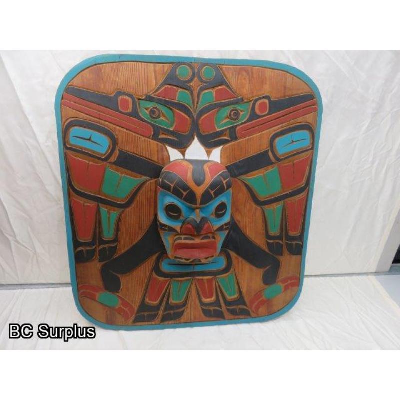 R-113: Cedar Wall Plaque with Mask – Large