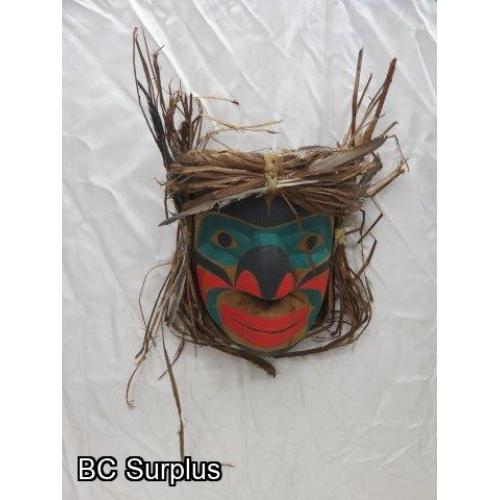 R-153: Carved Mask with Cedar Strip Hair