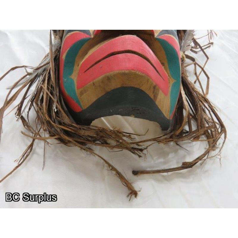 R-153: Carved Mask with Cedar Strip Hair