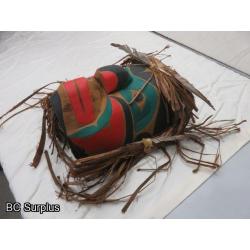 R-153: Carved Mask with Cedar Strip Hair