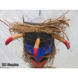 R-154: “Shaman” Carved Mask with Cedar Strip Hair