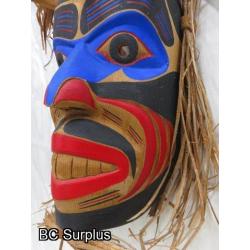 R-154: “Shaman” Carved Mask with Cedar Strip Hair