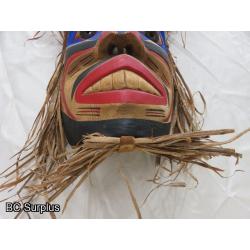 R-154: “Shaman” Carved Mask with Cedar Strip Hair