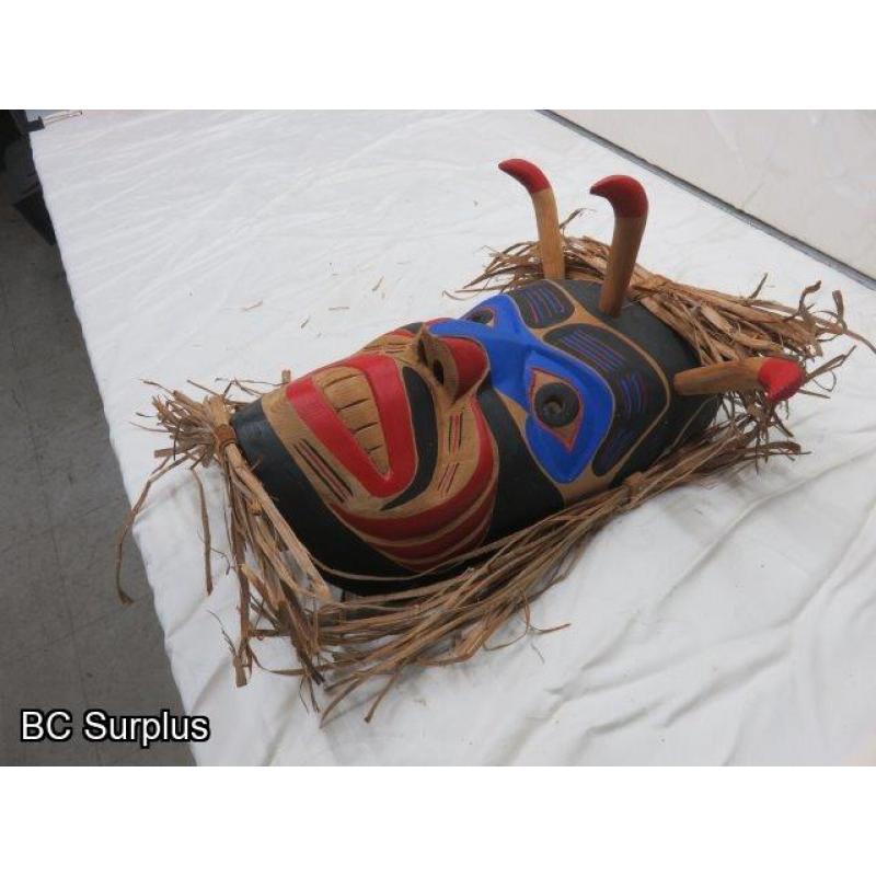 R-154: “Shaman” Carved Mask with Cedar Strip Hair