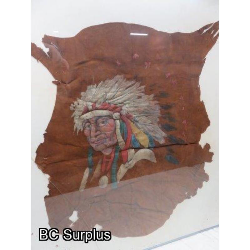 R-139: Antique Painted Leather – Chief – Framed