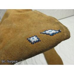 R-170: Vintage Beaded Leather Mittens – 1 Pair