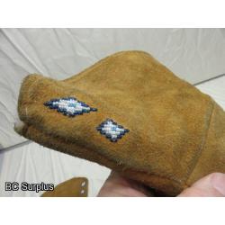 R-170: Vintage Beaded Leather Mittens – 1 Pair