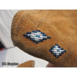 R-170: Vintage Beaded Leather Mittens – 1 Pair