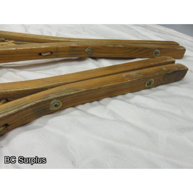 R-181: Vintage Snowshoes with Leather Straps – 1 Set