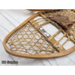 R-181: Vintage Snowshoes with Leather Straps – 1 Set