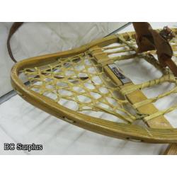 R-181: Vintage Snowshoes with Leather Straps – 1 Set