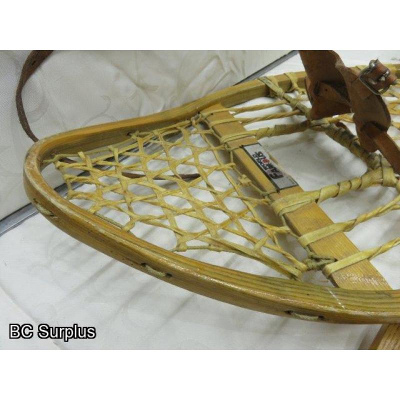 R-181: Vintage Snowshoes with Leather Straps – 1 Set