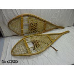 R-181: Vintage Snowshoes with Leather Straps – 1 Set