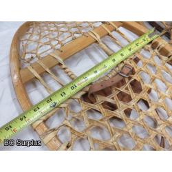 R-181: Vintage Snowshoes with Leather Straps – 1 Set