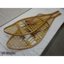 R-181: Vintage Snowshoes with Leather Straps – 1 Set