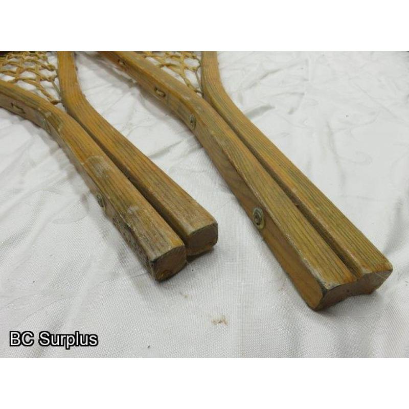 R-181: Vintage Snowshoes with Leather Straps – 1 Set