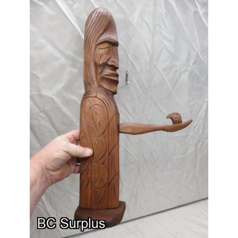 R-217: Salish Grandfather Holding Baby Eagle – Signed