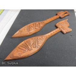 R-232: Coast Salish Wolf & Bald Eagle Paddles – 2 Items