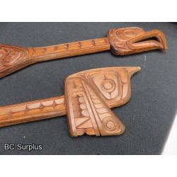 R-232: Coast Salish Wolf & Bald Eagle Paddles – 2 Items