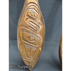 R-232: Coast Salish Wolf & Bald Eagle Paddles – 2 Items