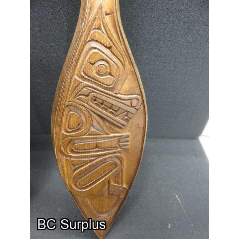 R-232: Coast Salish Wolf & Bald Eagle Paddles – 2 Items