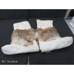 R-262: White Leather Moccasins with Fur Uppers