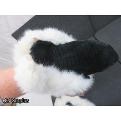 R-265: Black Leather & Fur Trimmer Slipper Moccasins