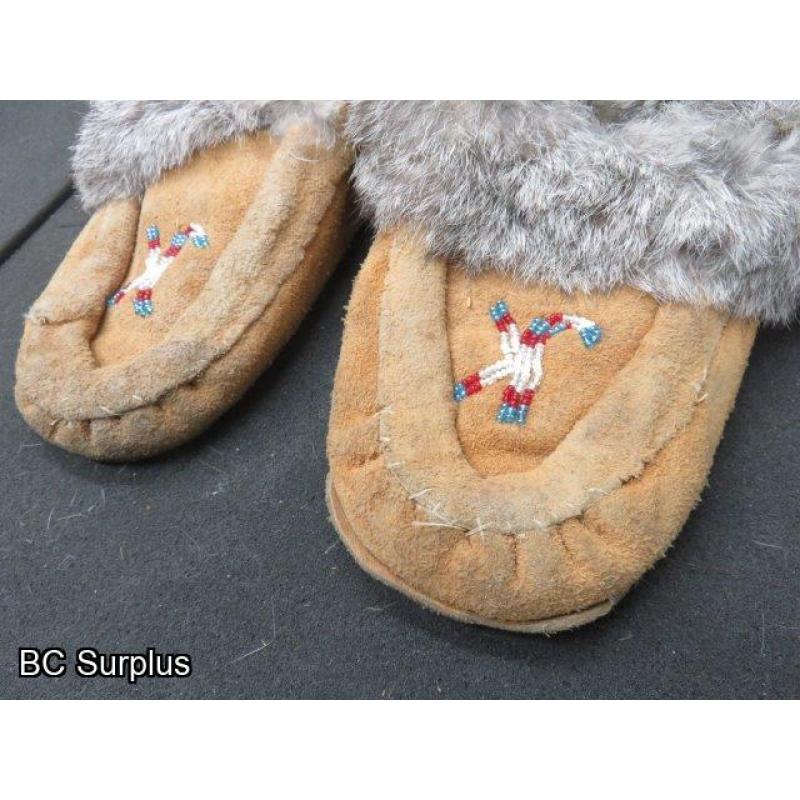 R-268: Beaded Leather Moccasin Slippers