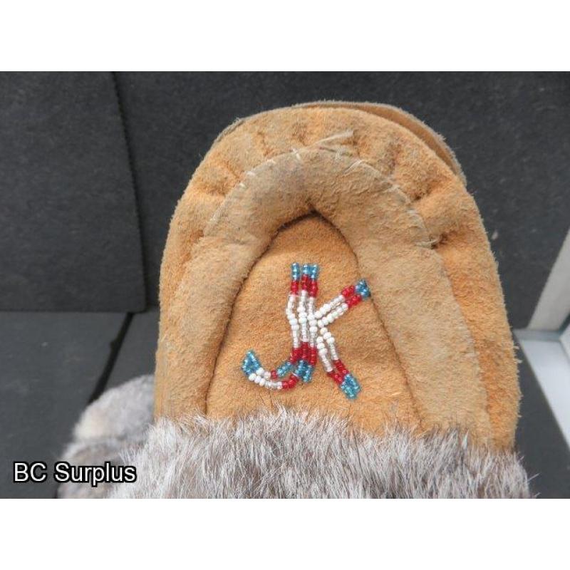 R-268: Beaded Leather Moccasin Slippers