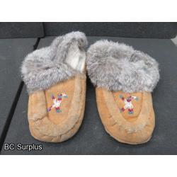 R-268: Beaded Leather Moccasin Slippers