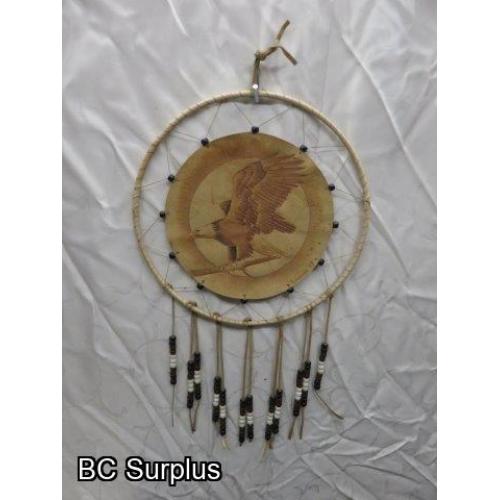 R-286: Etched Leather Eagle Dream Catcher – 1 Item