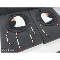 R-287: Painted Leather Eagle Dream Catchers – 2 items