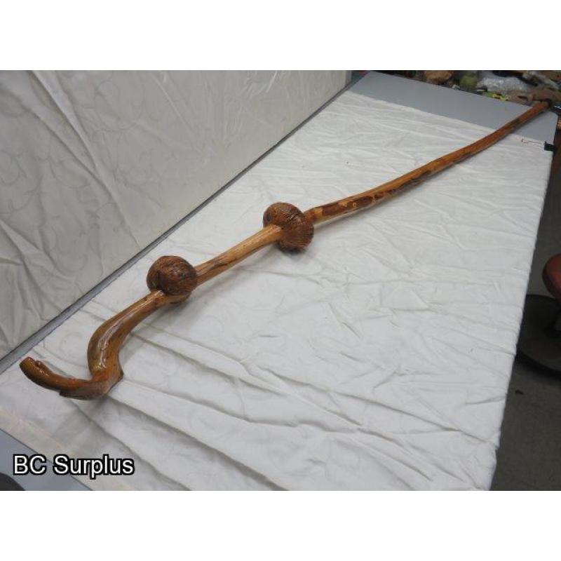 R-251: Burled Eagle Head Walking Stick – Carved