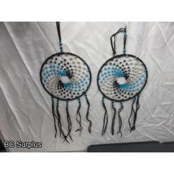 R-289: Dream Catchers with Leather Wrapped Hoops – 2 Items